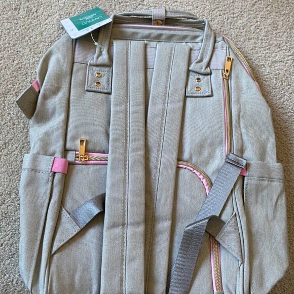 Grey and line pink diaper bag back pack - Picture 3 of 4